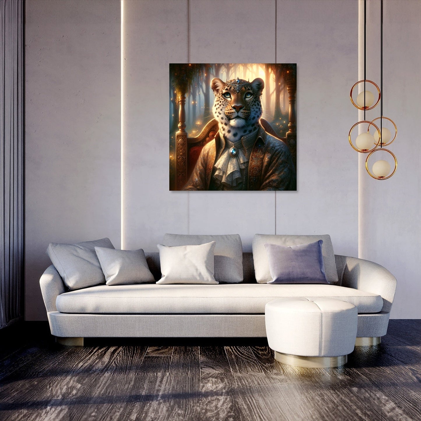 Regal Leopard Dusk Throne Canvas