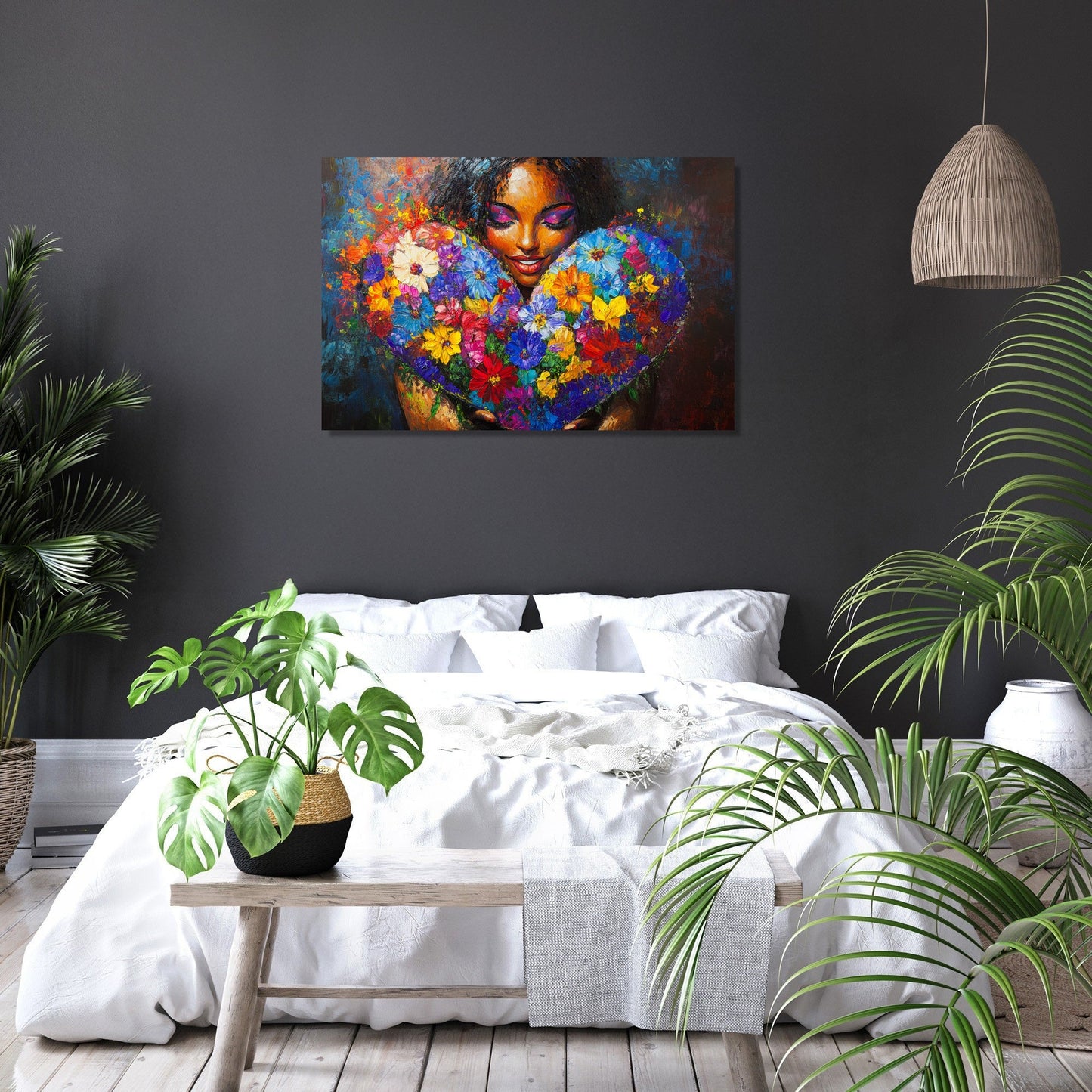 Floral Heart Embrace Canvas