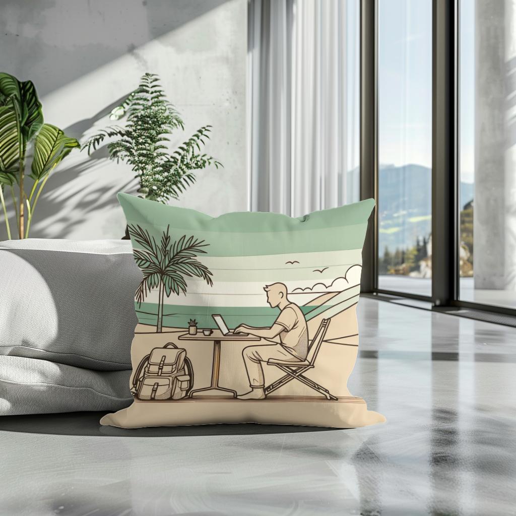 Nomadic Serenity Sketch Cotton Cushion