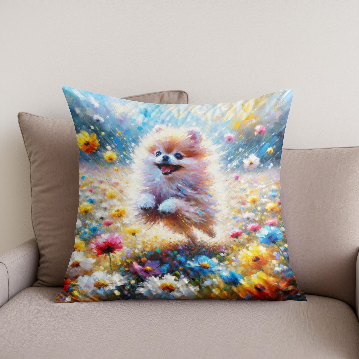 Pomeranian Joy Cotton Cushion