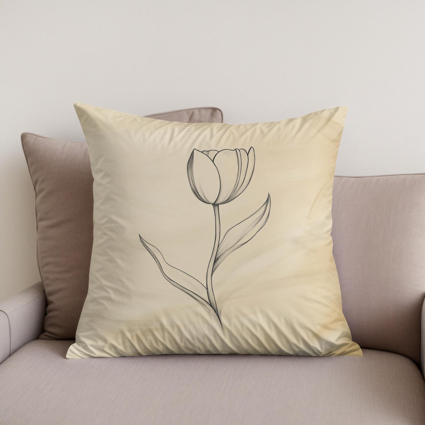 Tulip Outline Cotton Cushion