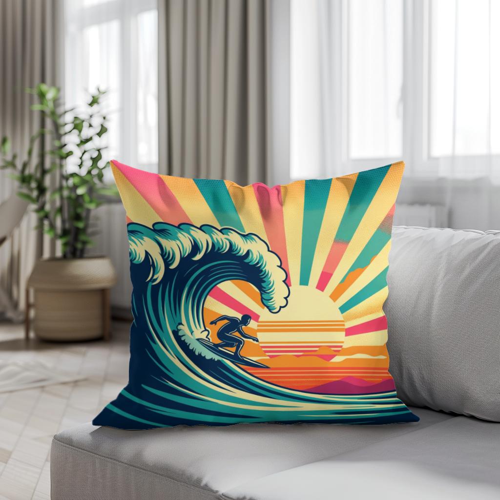 Sunset Surf Spectacle Cotton Cushion