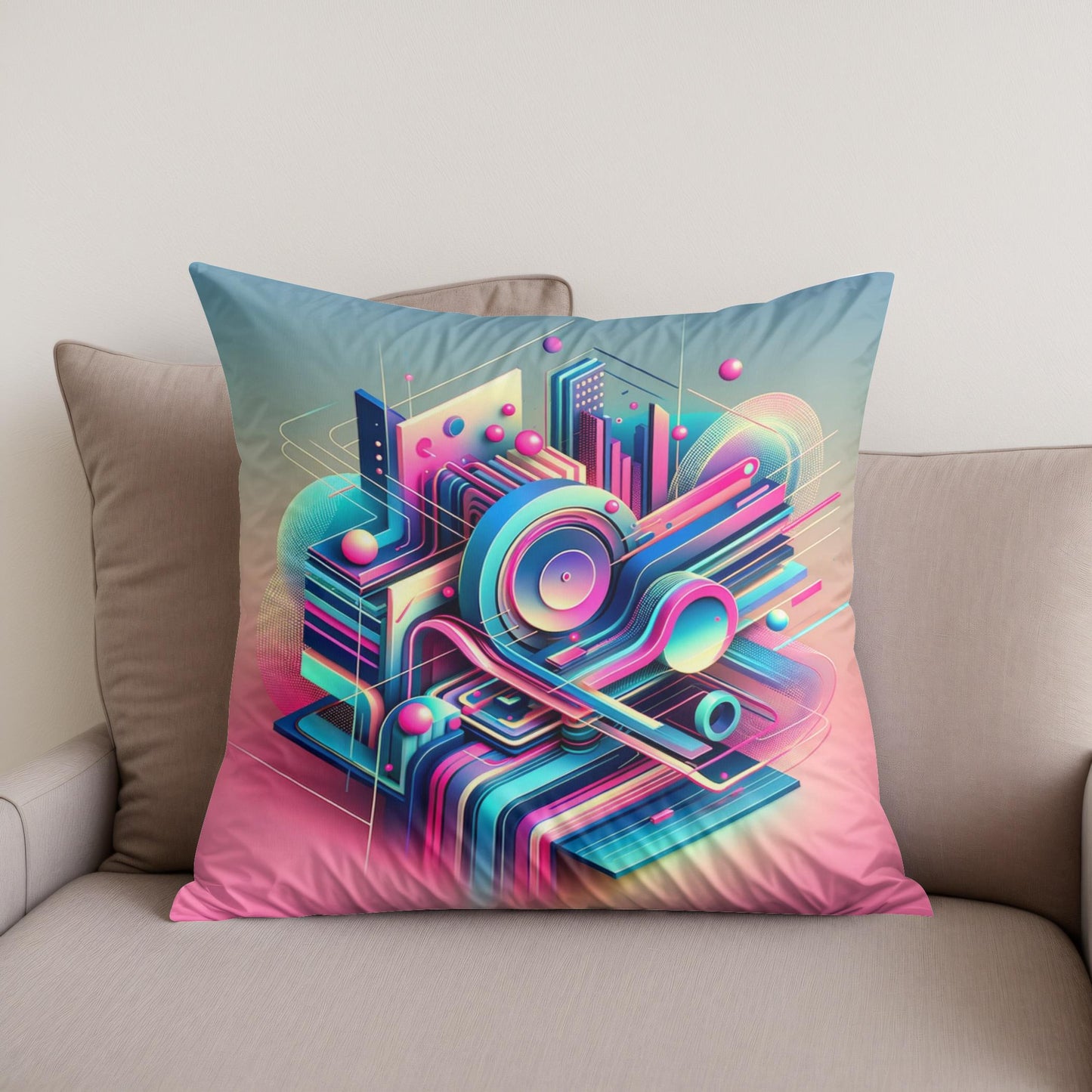 A Neon Abstract Symphony Cotton Cushion