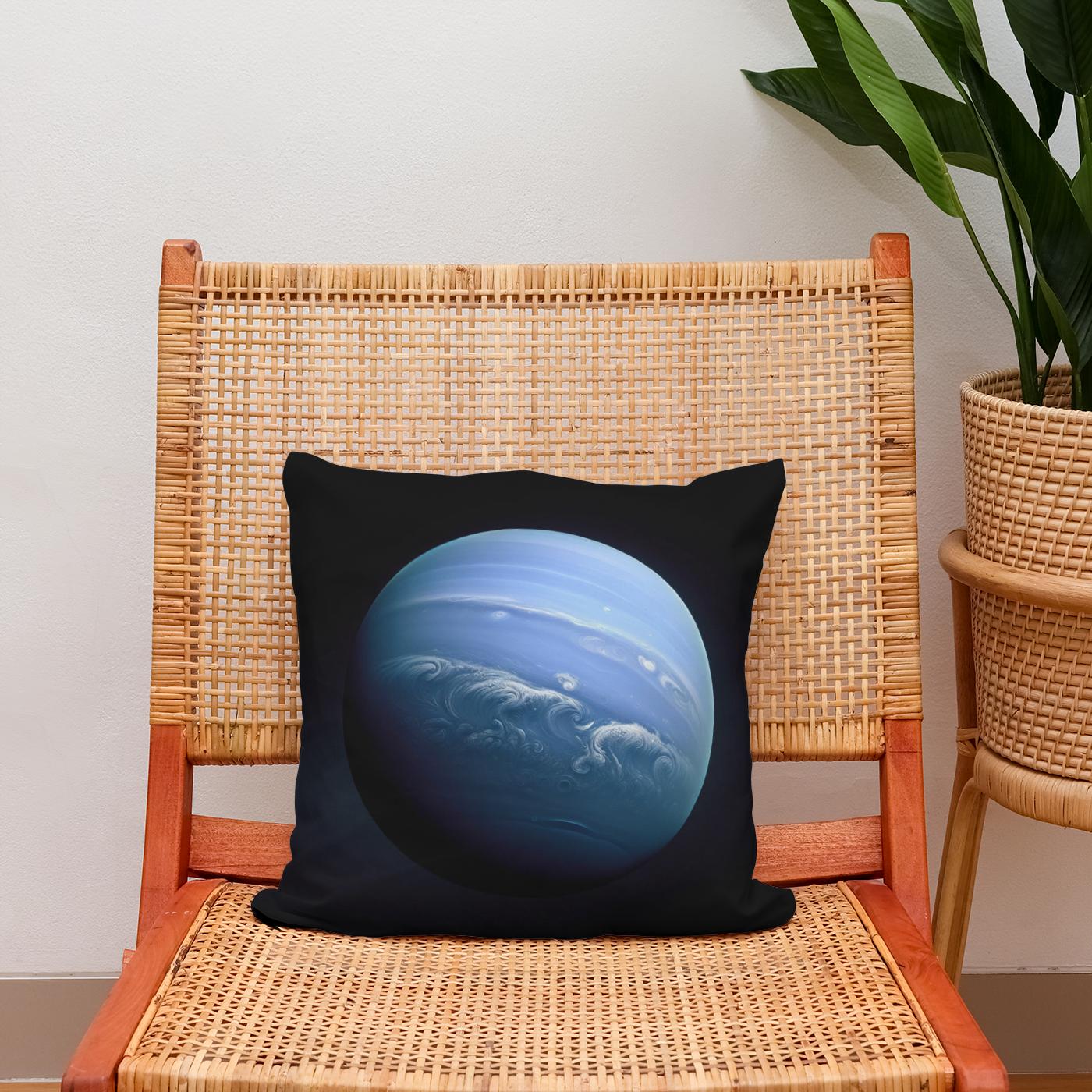 Neptune's Cosmic Enigma Cotton Cushion