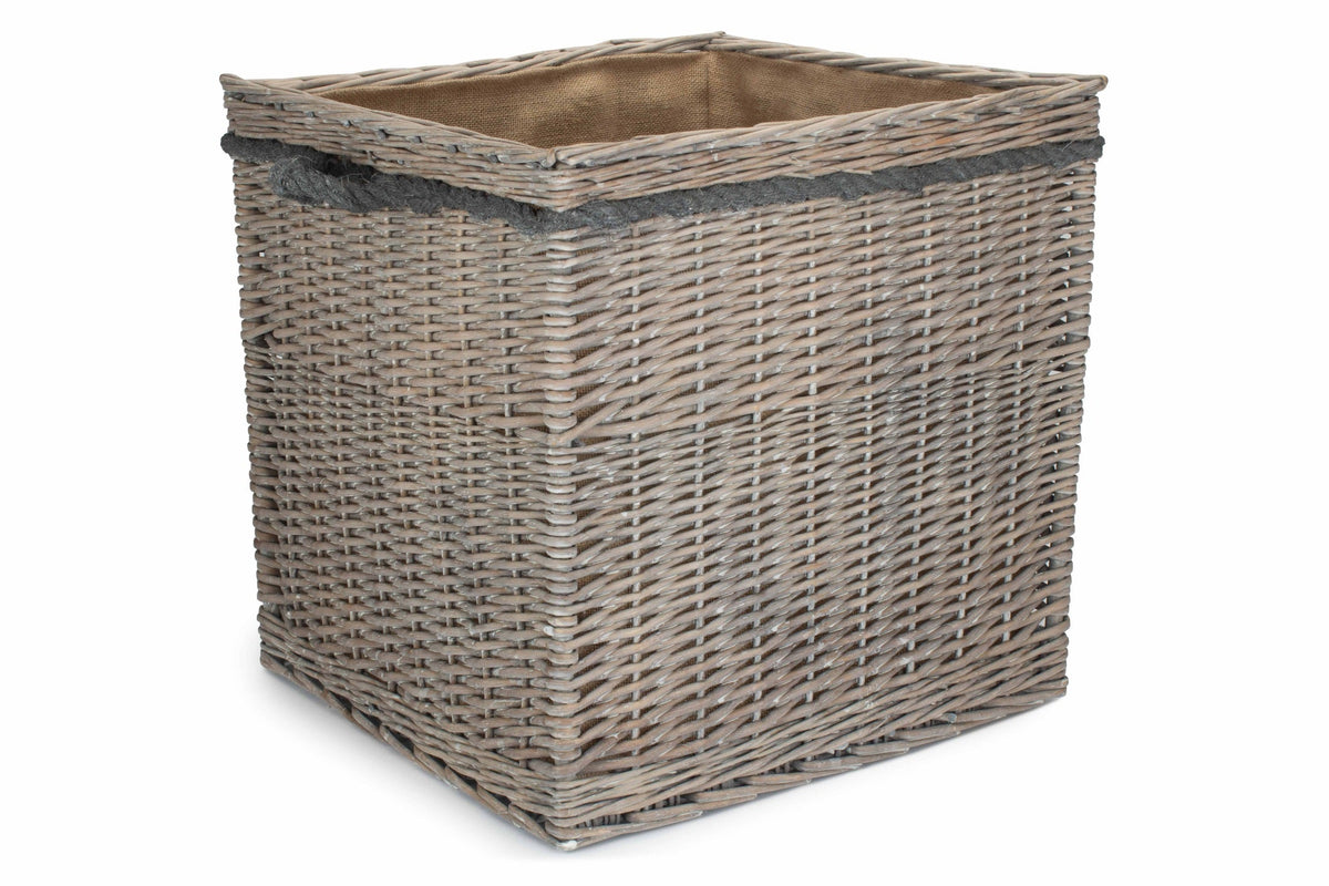 Grey Wash Willow Square Storage Basket Size 3 - Large