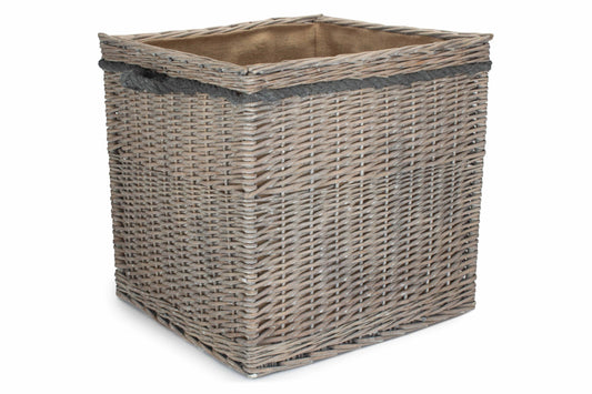 Grey Wash Willow Square Storage Basket Size 3 - Large