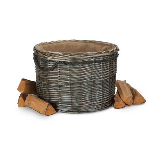 Antique Wash Willow Round Storage Basket Size 3 - Large