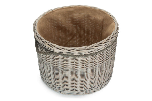 Grey Wash Willow Round Storage Basket Size 3 - Large