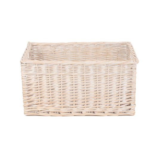 Large White Wash Willow Storage Basket