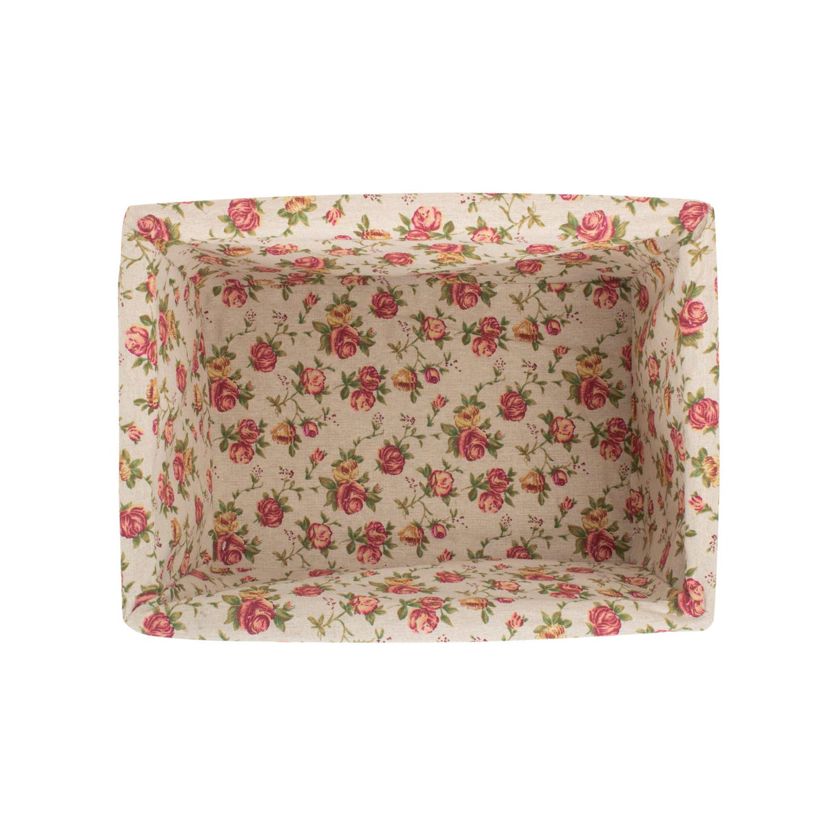 Large Double Steamed Willow Storage Basket with Garden Rose Lining