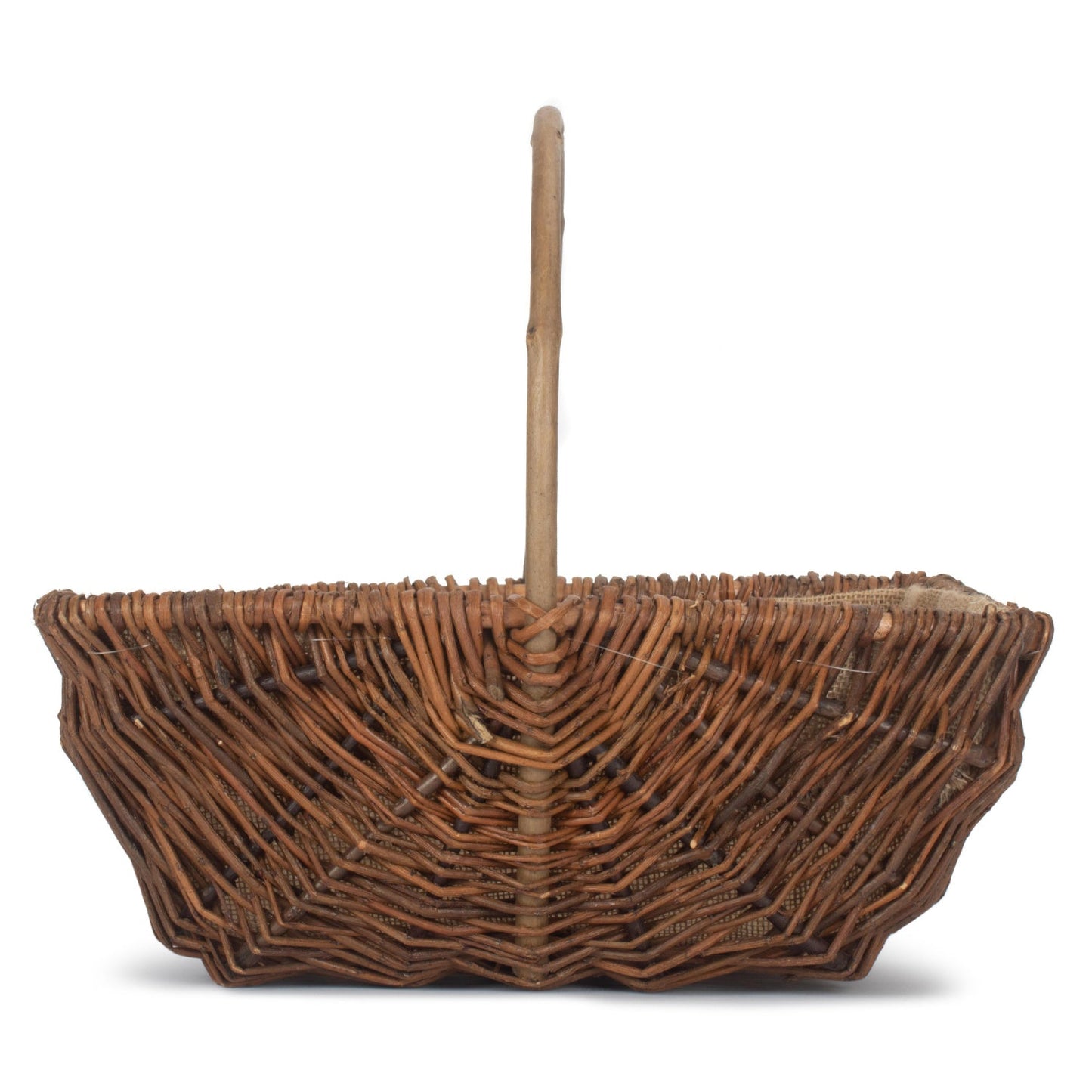 Large Rectangular Unpeeled Willow Garden Trug With Hessian Lining