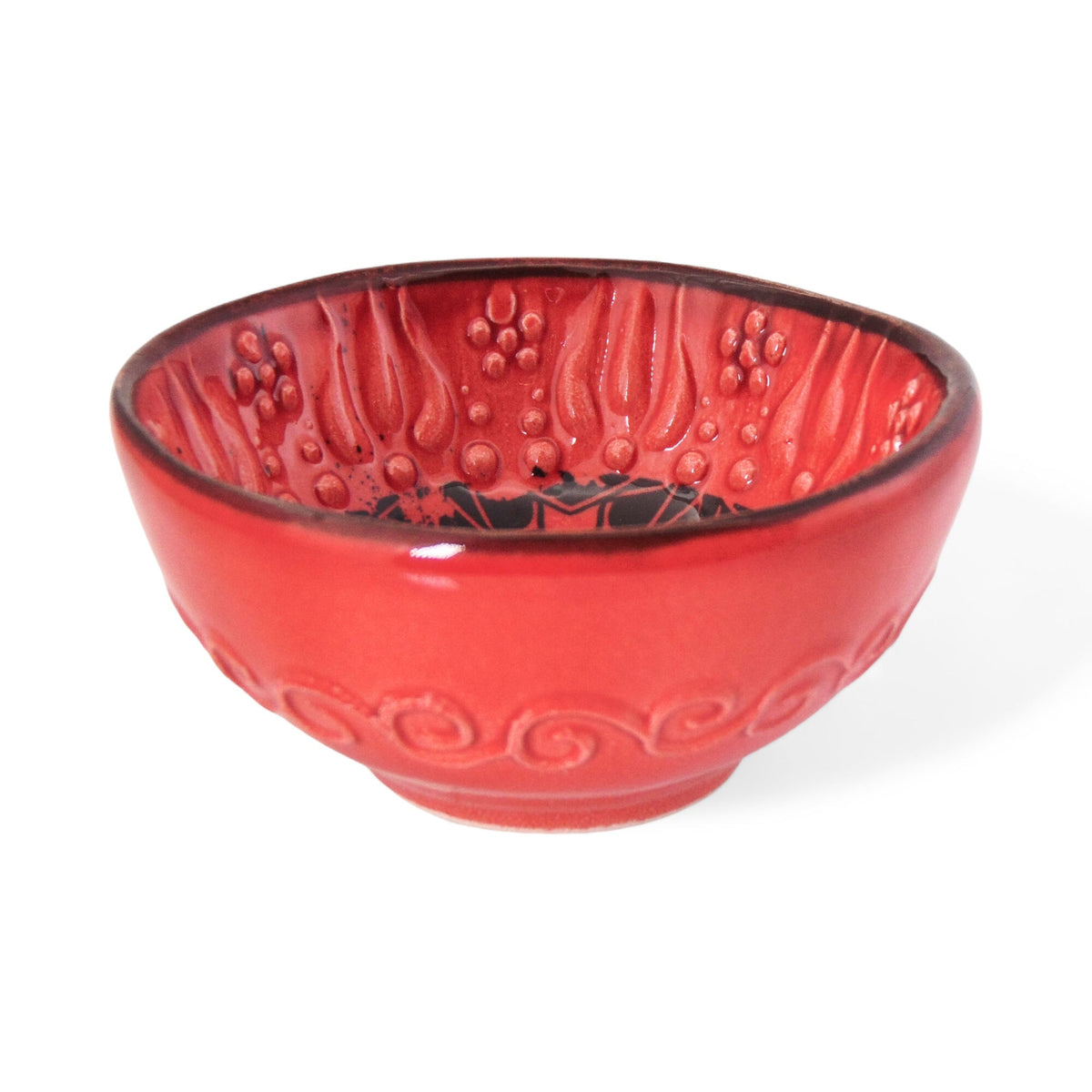 8 cm Handmade Bowl, Stars Red