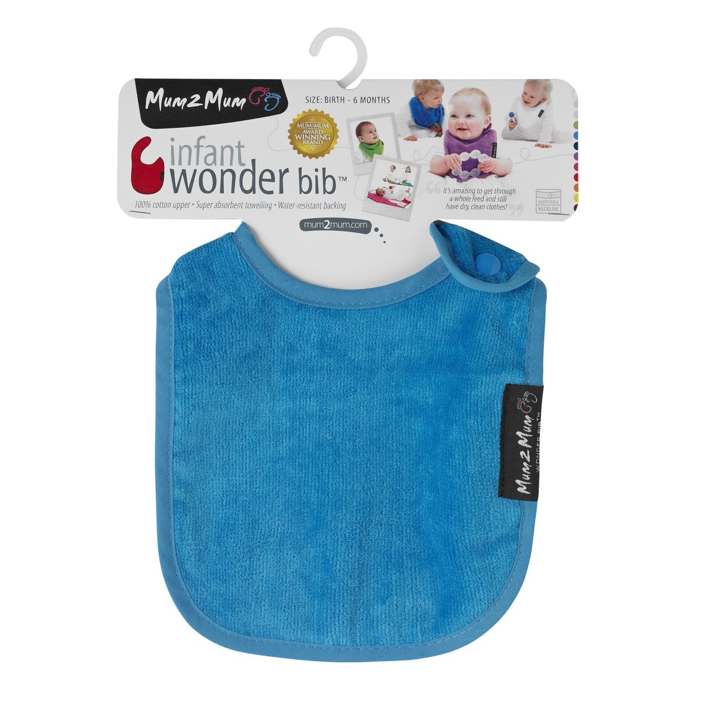 3 PACK - Mum 2 Mum Infant Wonder Bibs - Navy / Teal / Baby Blue