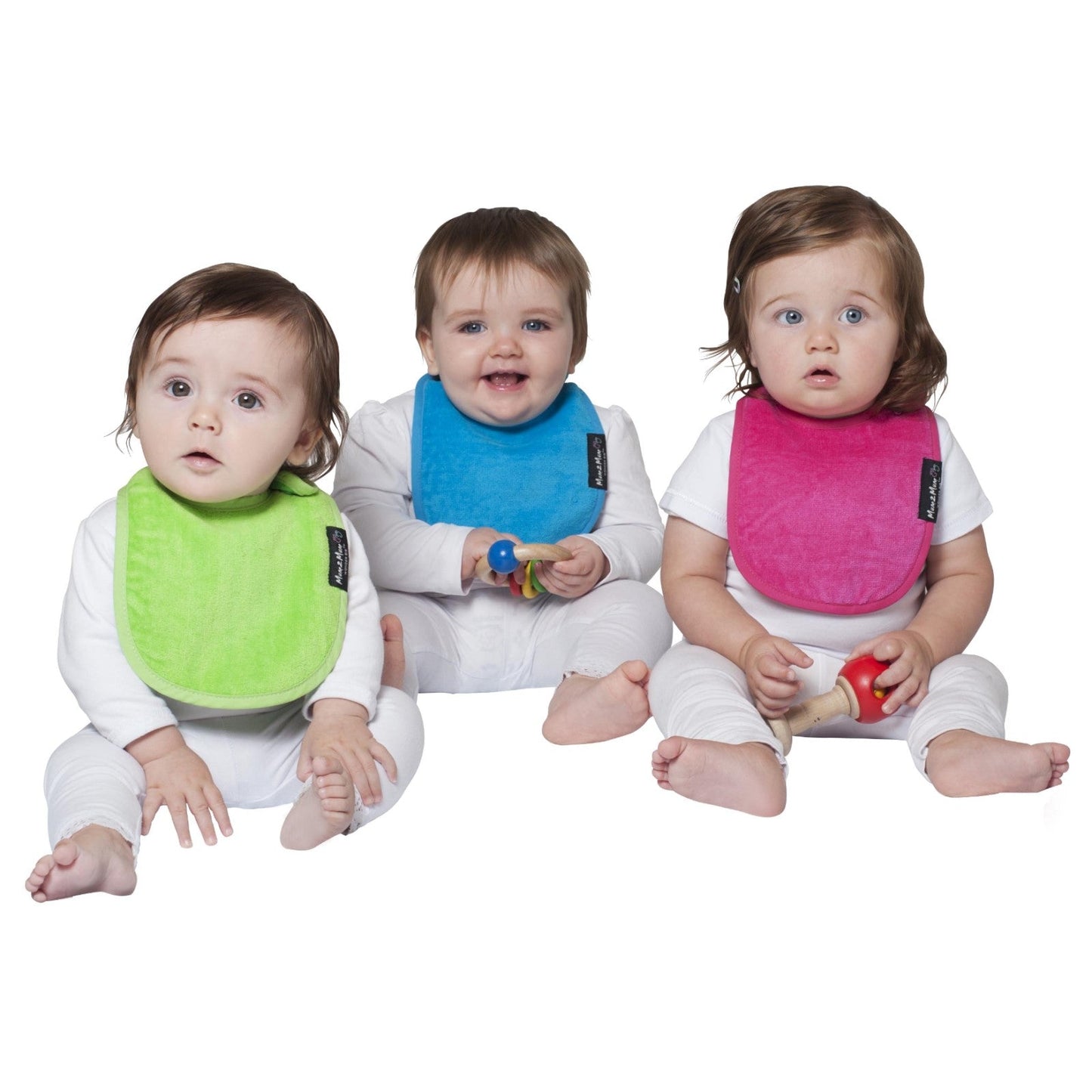 3 PACK - Mum 2 Mum Infant Wonder Bibs - Cerise / Baby Pink / Purple