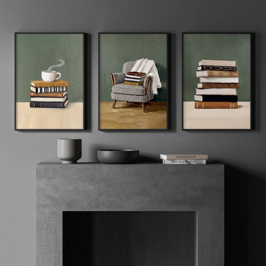 Bohemian Books & Reading Nook Wall Art Prints | Set of 3