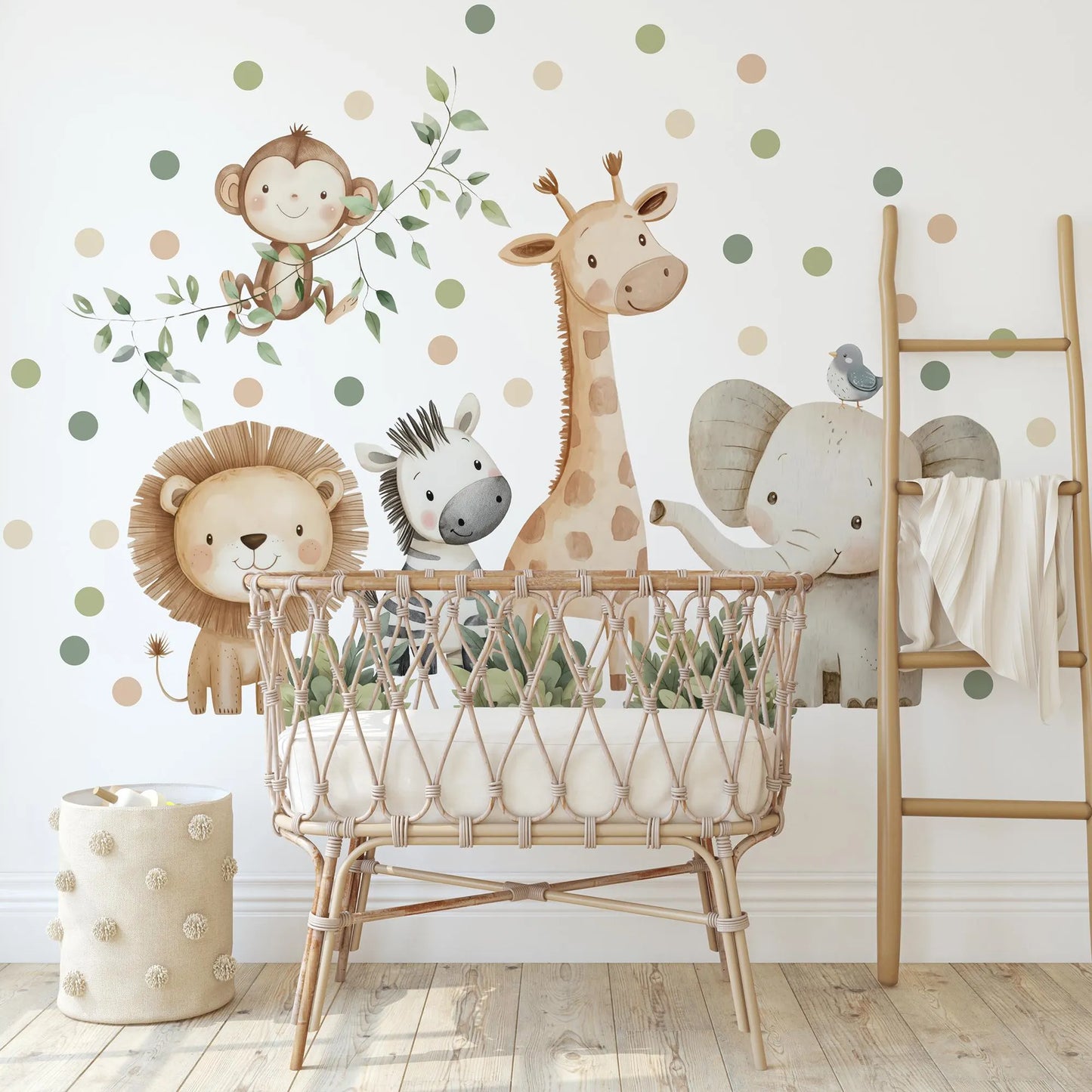 Watercolor Safari Animals Wall Decals, Removable Nursery Decor