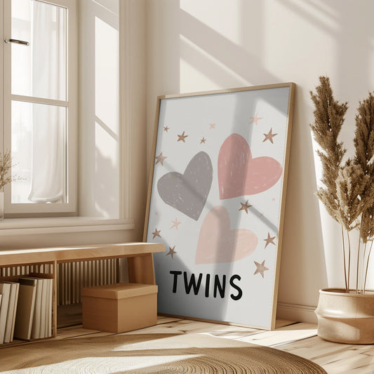 Twins Hearts Print