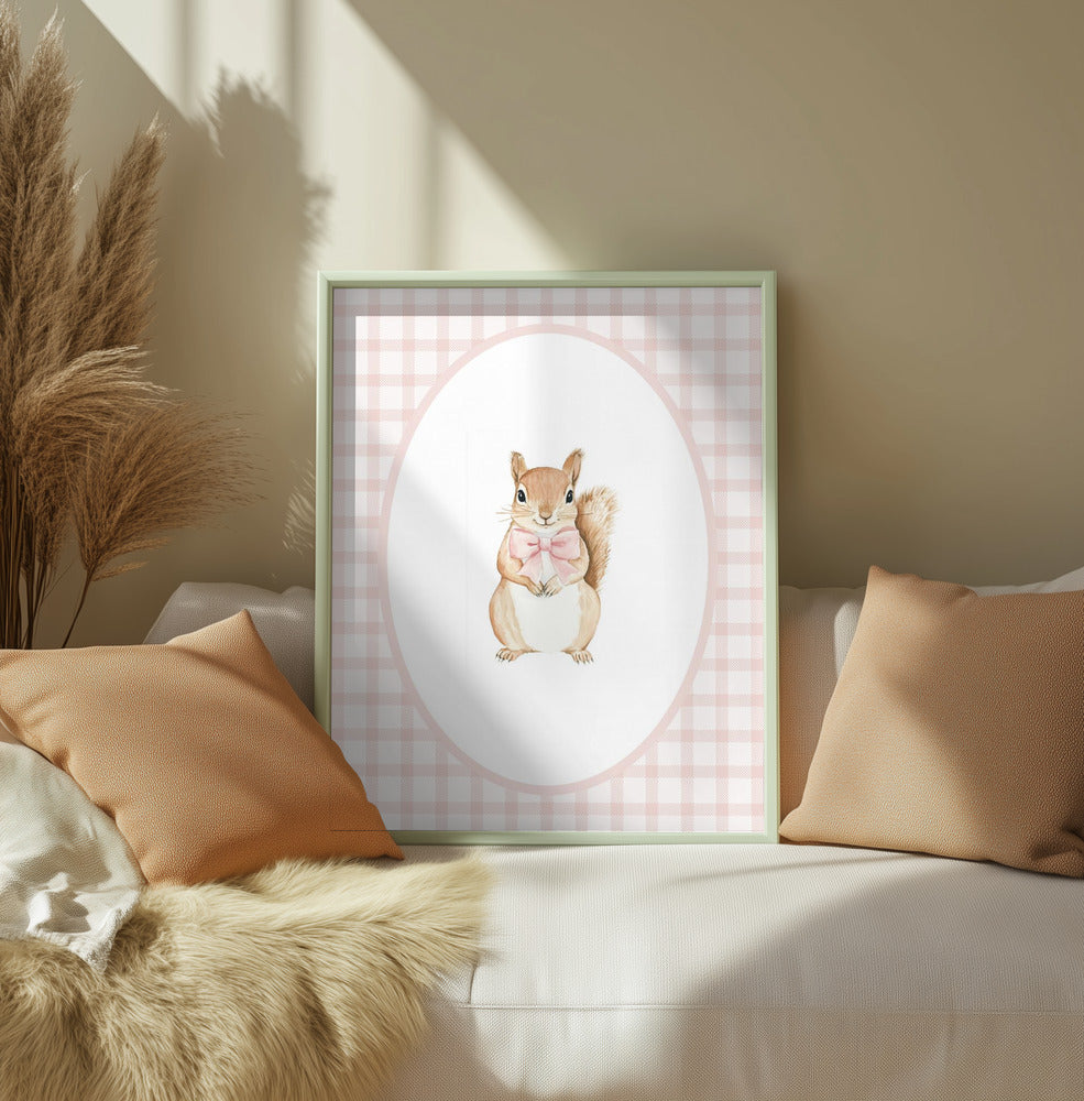Squirrel Gingham Print