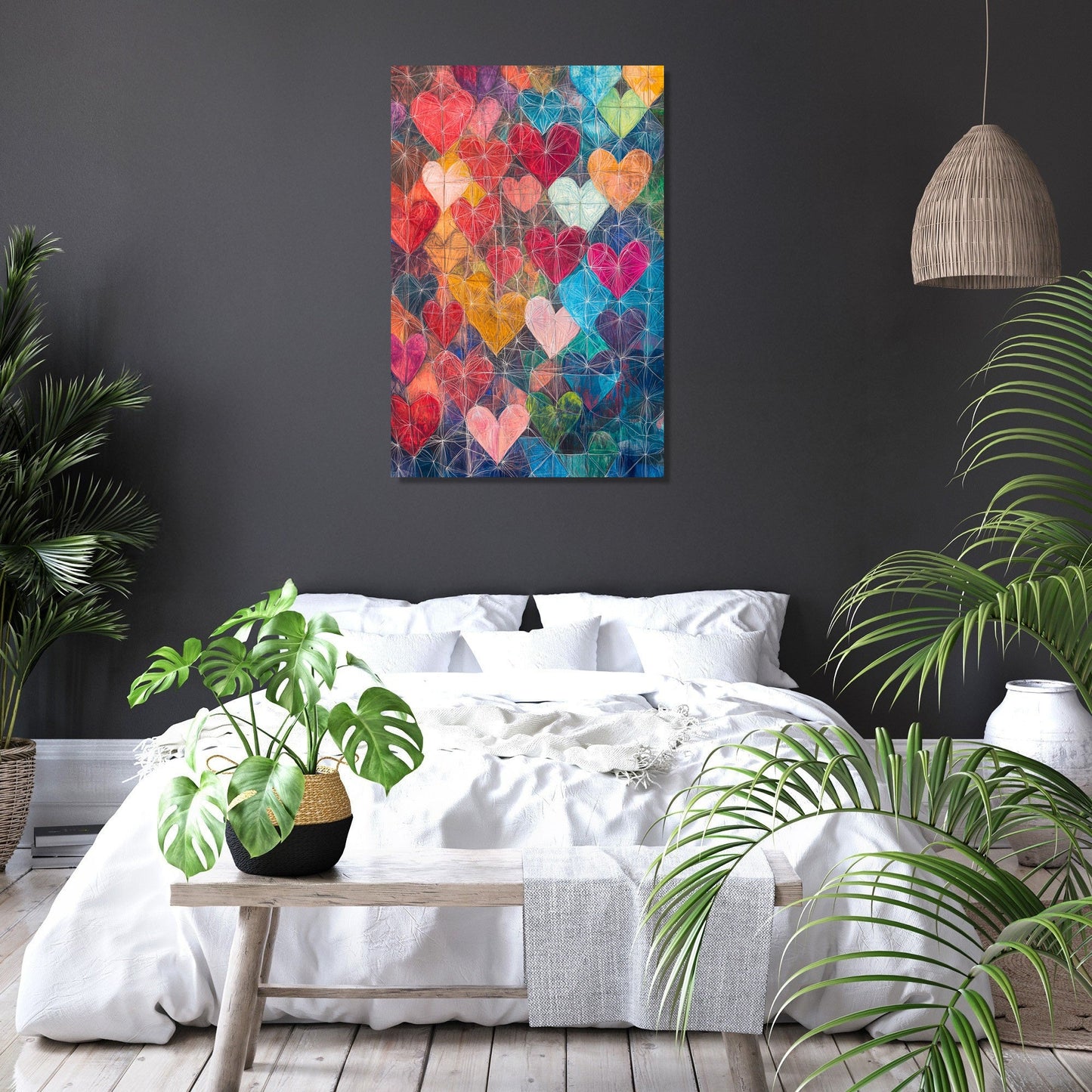 Intertwined Hearts Geometry Canvas