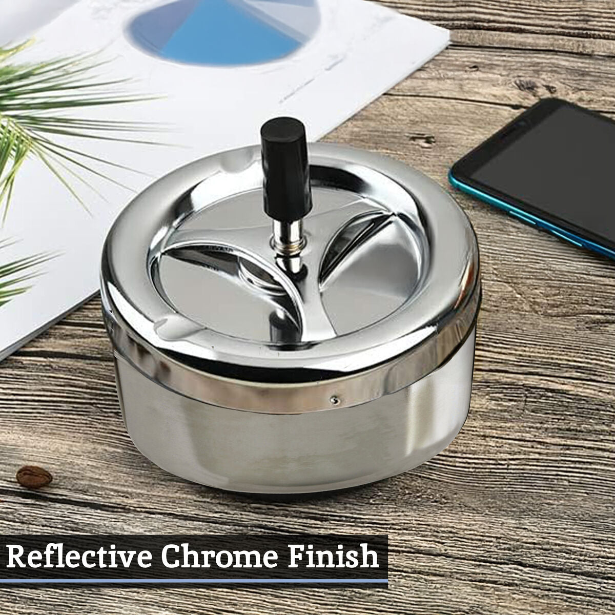 Chrome Effect Large Spinning Ashtray | Siberia