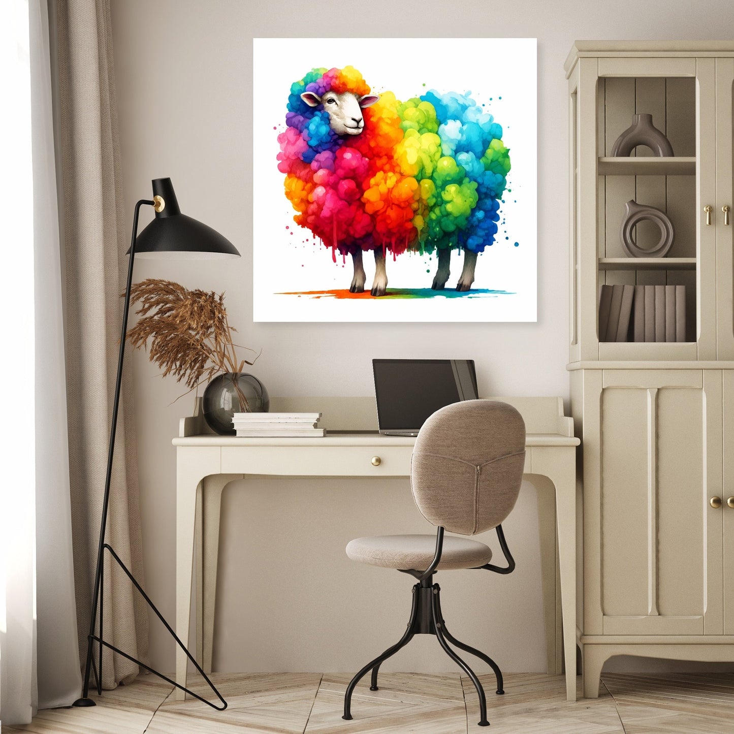 Rainbow Wool Sheep Canvas