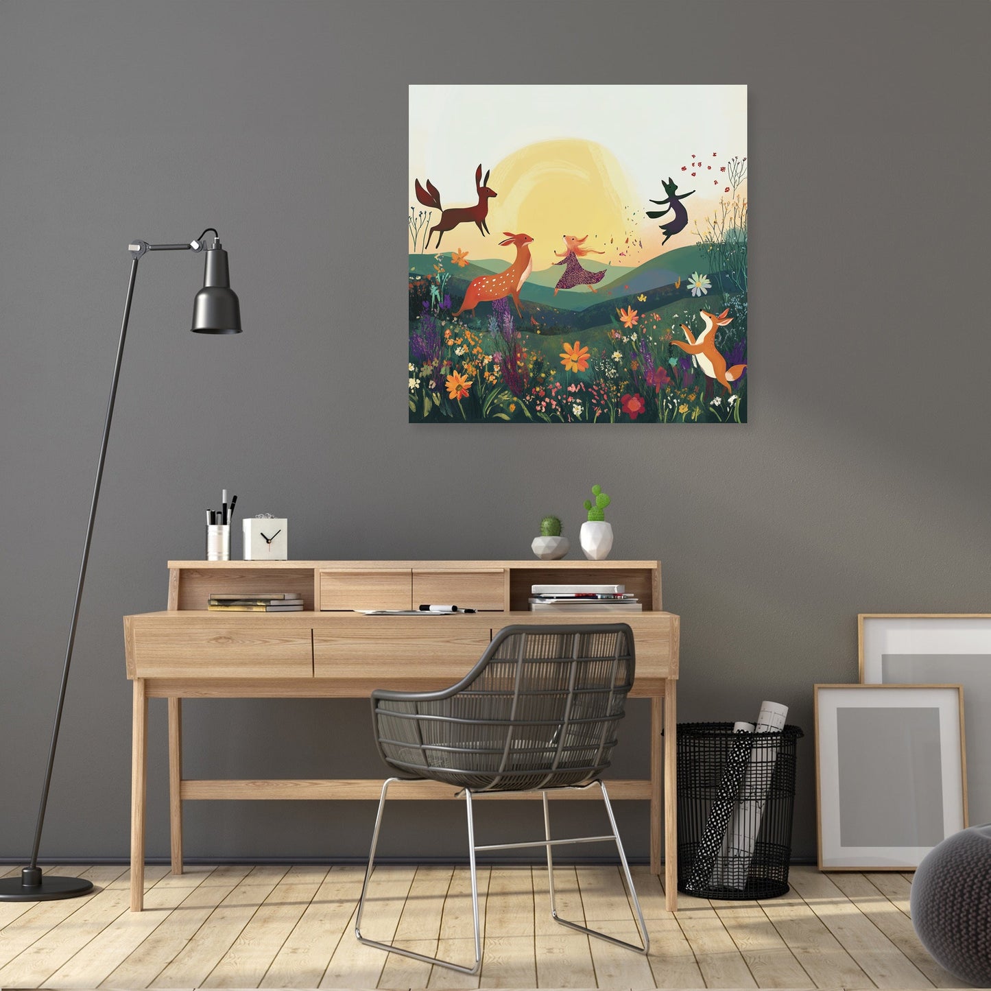 Dancing Animals Sunrise Canvas