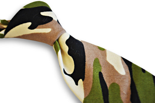 army military camouflage pattern cotton/linen tie