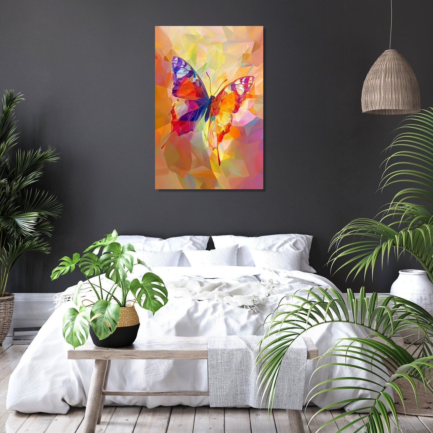 Polygonal Butterfly Kaleidoscope Canvas