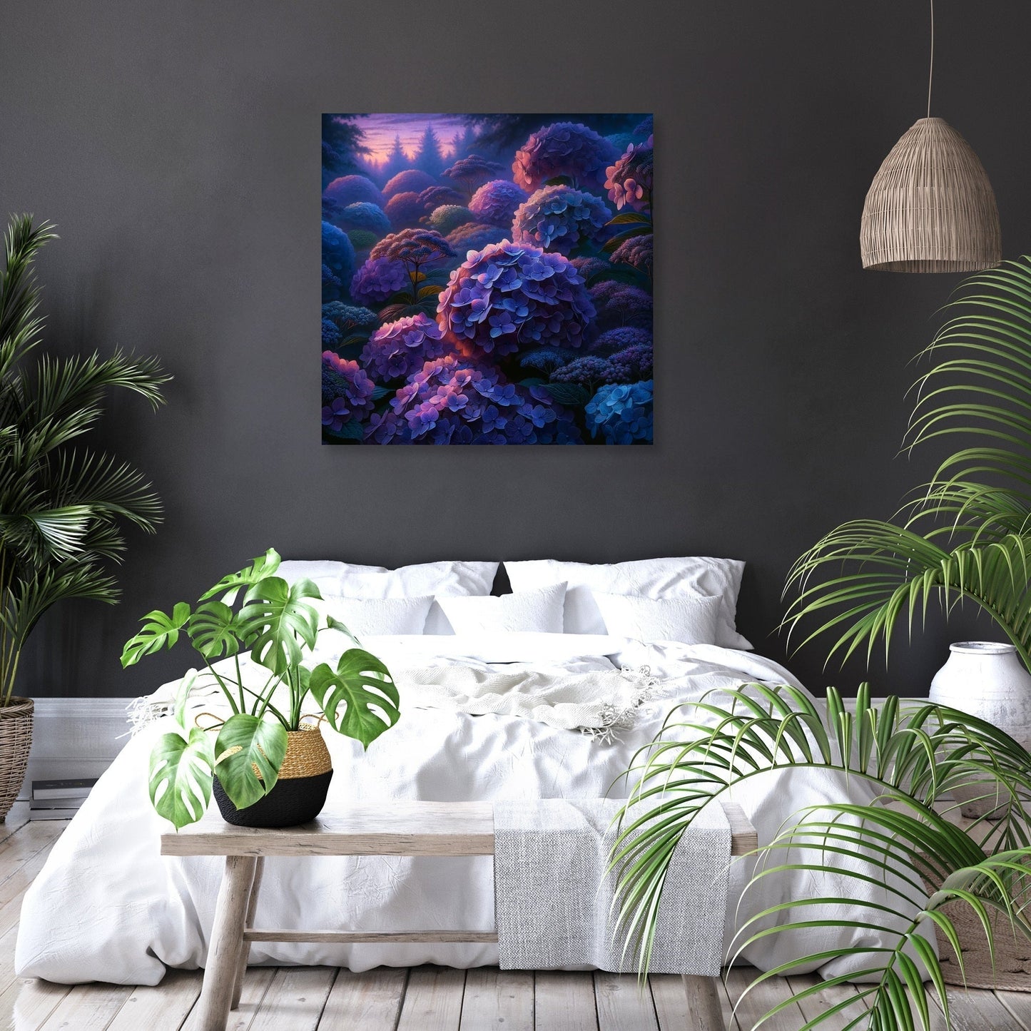 Twilight Hydrangea Harmony Canvas
