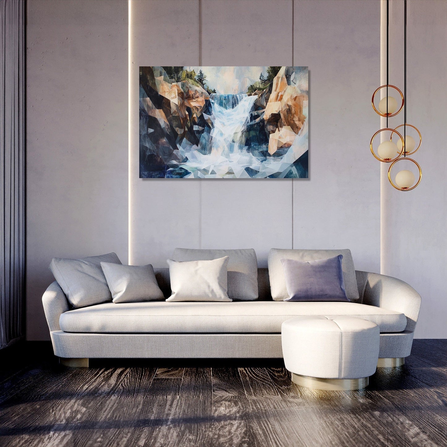 Geometric Waterfall Chaos Canvas