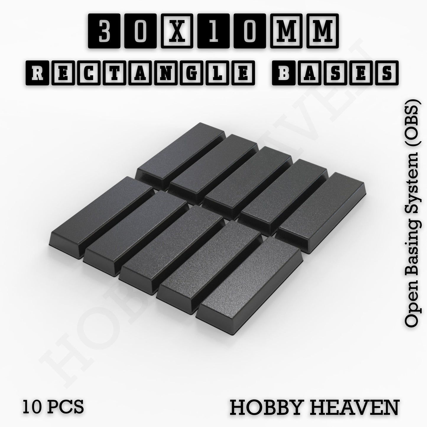 Rectangle Bases Small Sizes - 20x15mm to 75x25mm and up to 60x50mm Wide - 3D Print Tabletop Games