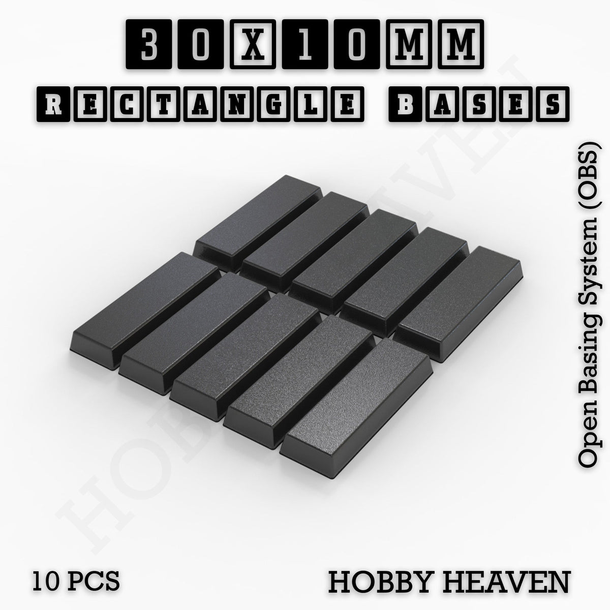 Rectangle Bases Medium Sizes - 75x30mm to 125x40mm and up to 100x90mm Wide - 3D Print Tabletop Games