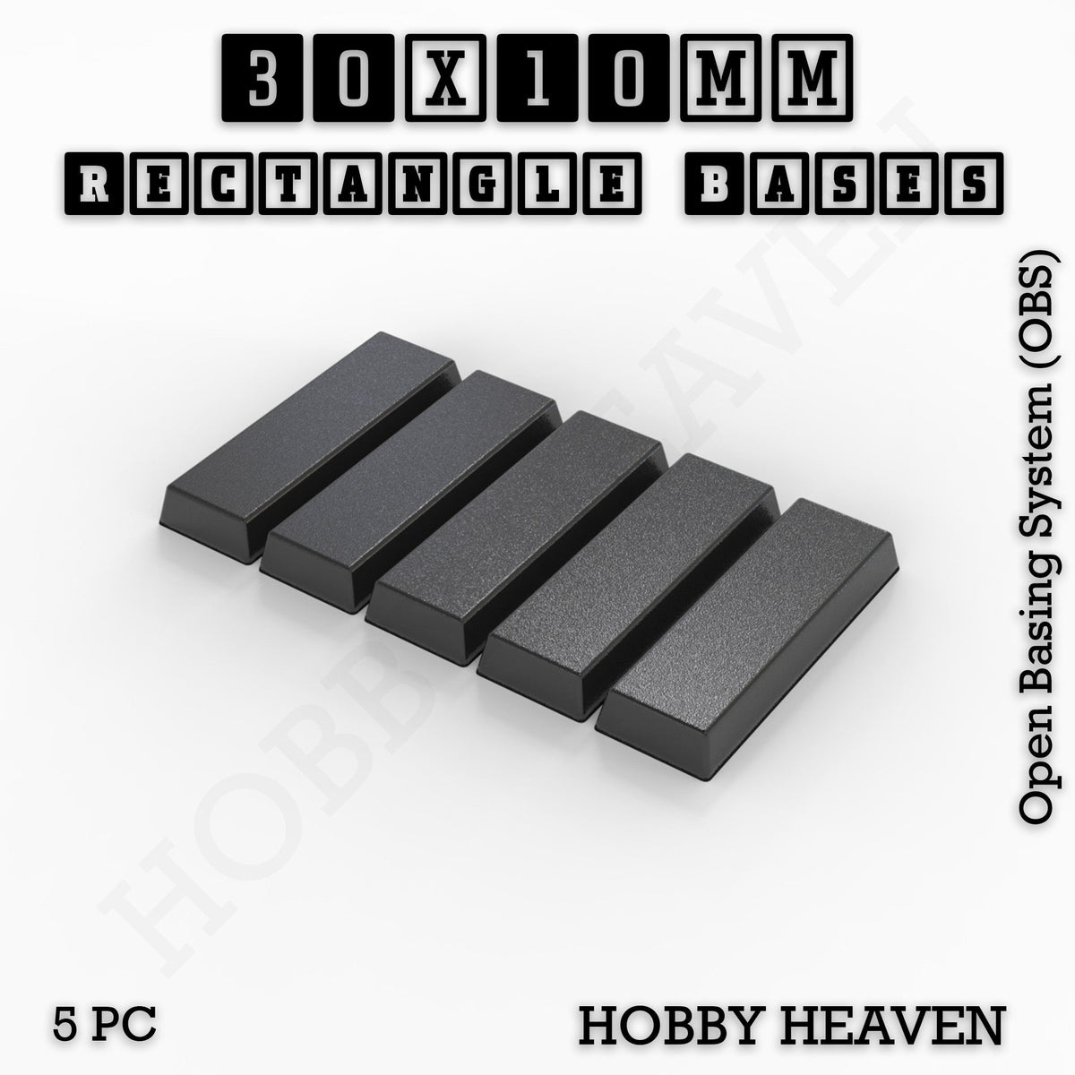 Rectangle Bases Medium Sizes - 75x30mm to 125x40mm and up to 100x90mm Wide - 3D Print Tabletop Games