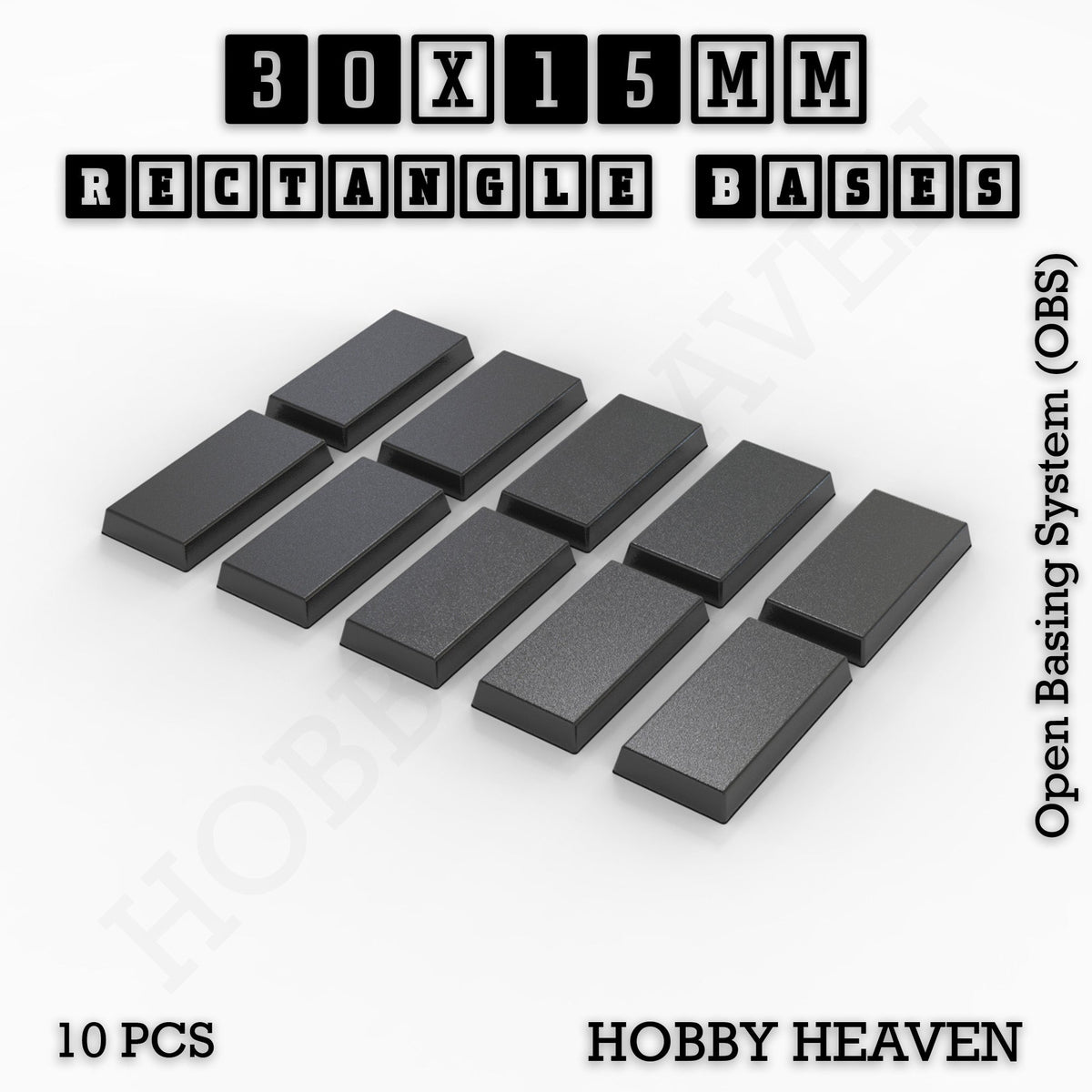 Rectangle Bases Medium Sizes - 75x30mm to 125x40mm and up to 100x90mm Wide - 3D Print Tabletop Games