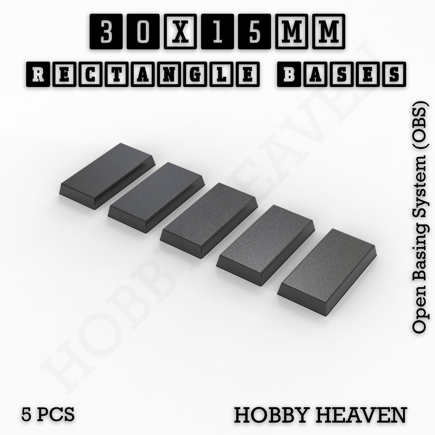 Rectangle Bases Medium Sizes - 75x30mm to 125x40mm and up to 100x90mm Wide - 3D Print Tabletop Games