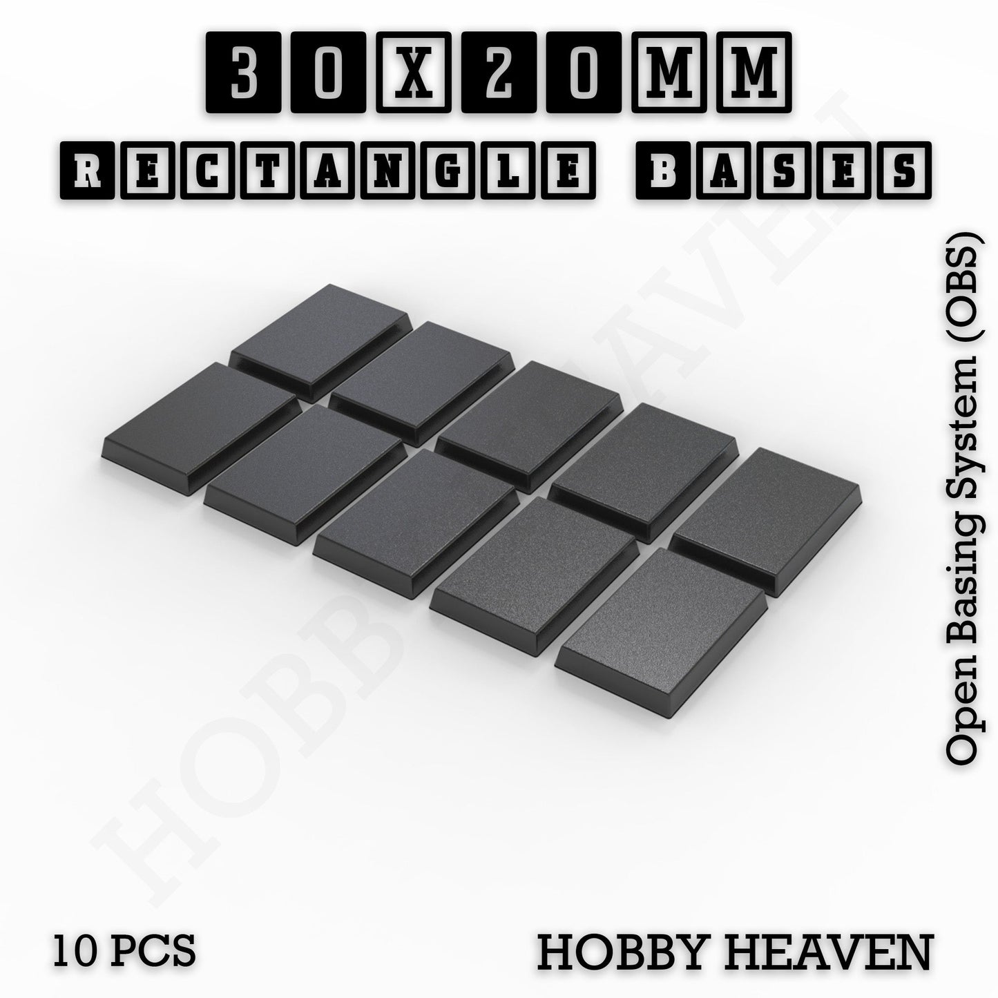 Rectangle Bases Medium Sizes - 75x30mm to 125x40mm and up to 100x90mm Wide - 3D Print Tabletop Games