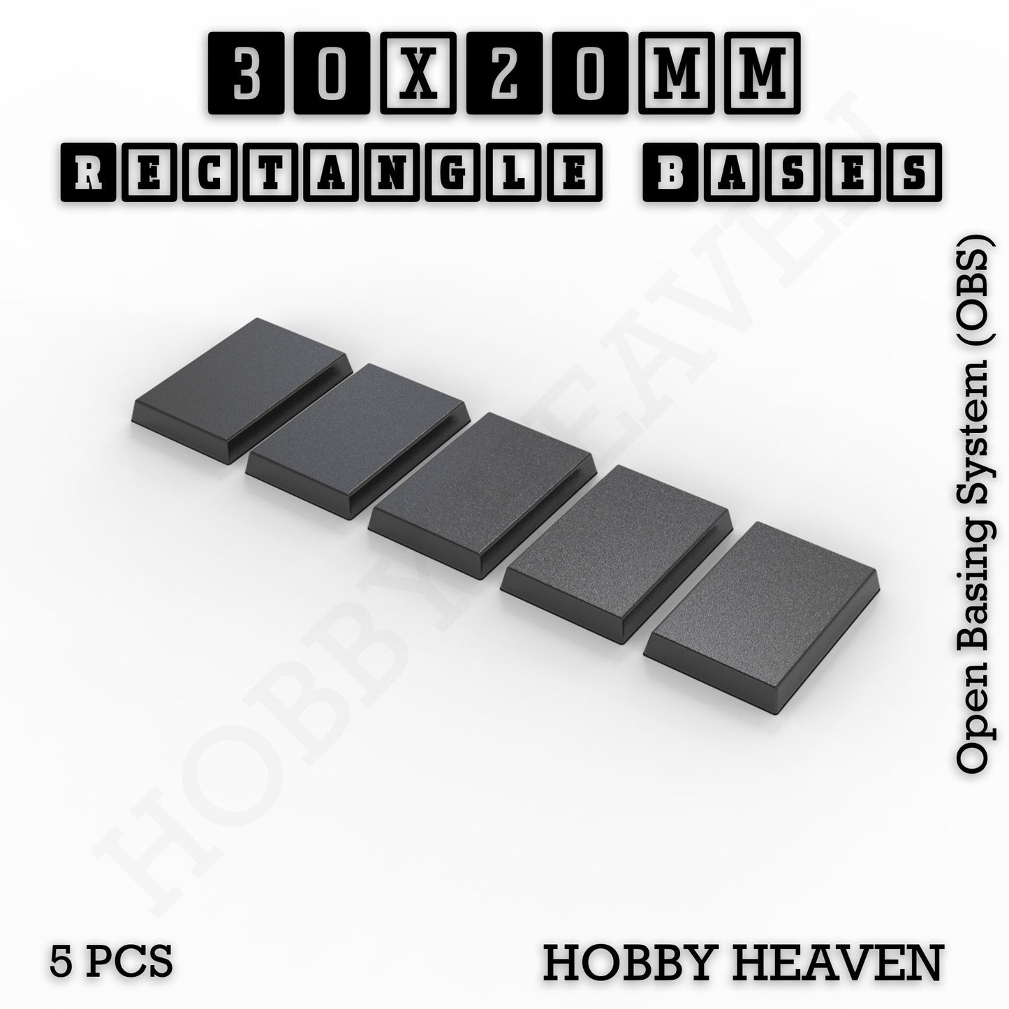 Rectangle Bases Medium Sizes - 75x30mm to 125x40mm and up to 100x90mm Wide - 3D Print Tabletop Games