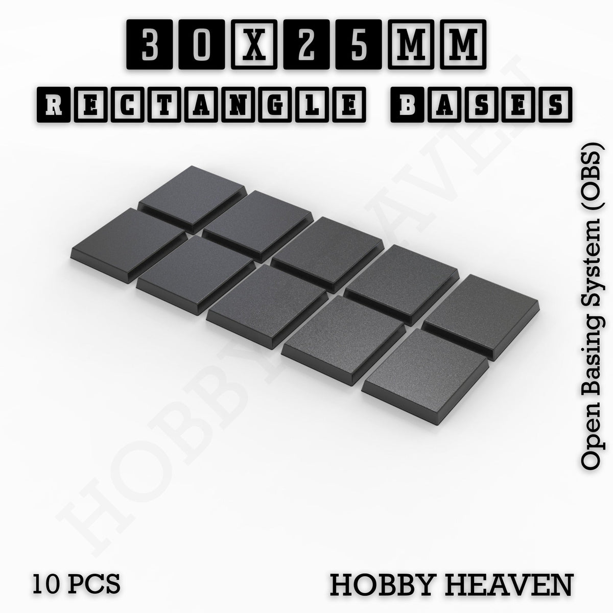 Rectangle Bases Medium Sizes - 75x30mm to 125x40mm and up to 100x90mm Wide - 3D Print Tabletop Games