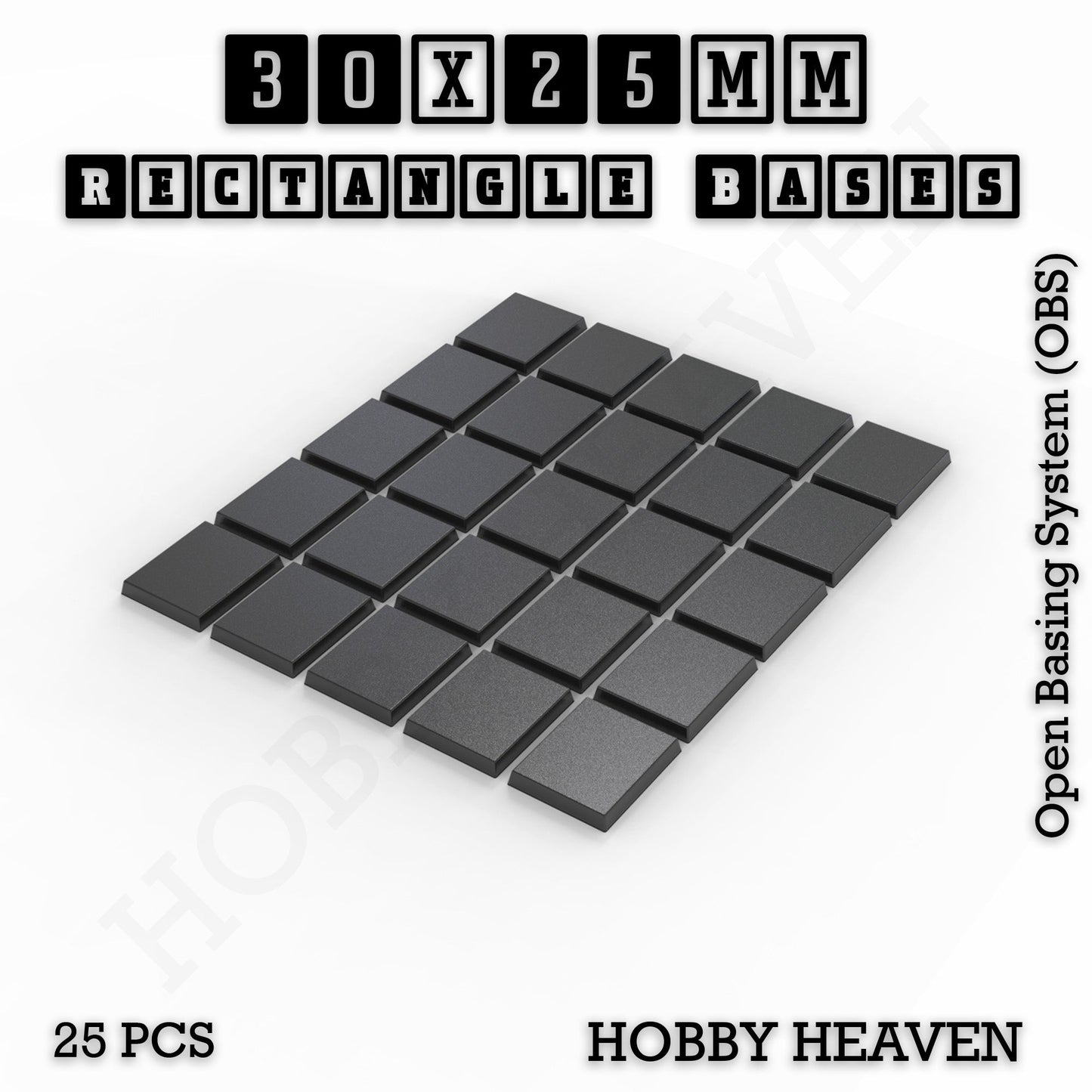 Rectangle Bases Small Sizes - 20x15mm to 75x25mm and up to 60x50mm Wide - 3D Print Tabletop Games