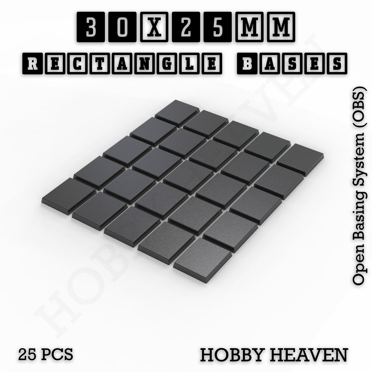 Rectangle Bases Medium Sizes - 75x30mm to 125x40mm and up to 100x90mm Wide - 3D Print Tabletop Games