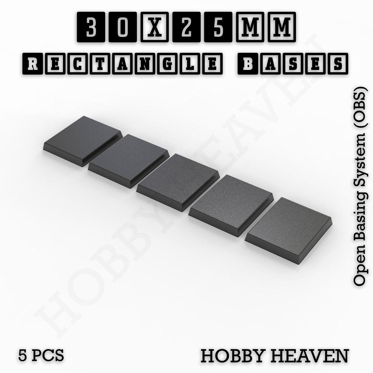 Rectangle Bases Small Sizes - 20x15mm to 75x25mm and up to 60x50mm Wide - 3D Print Tabletop Games