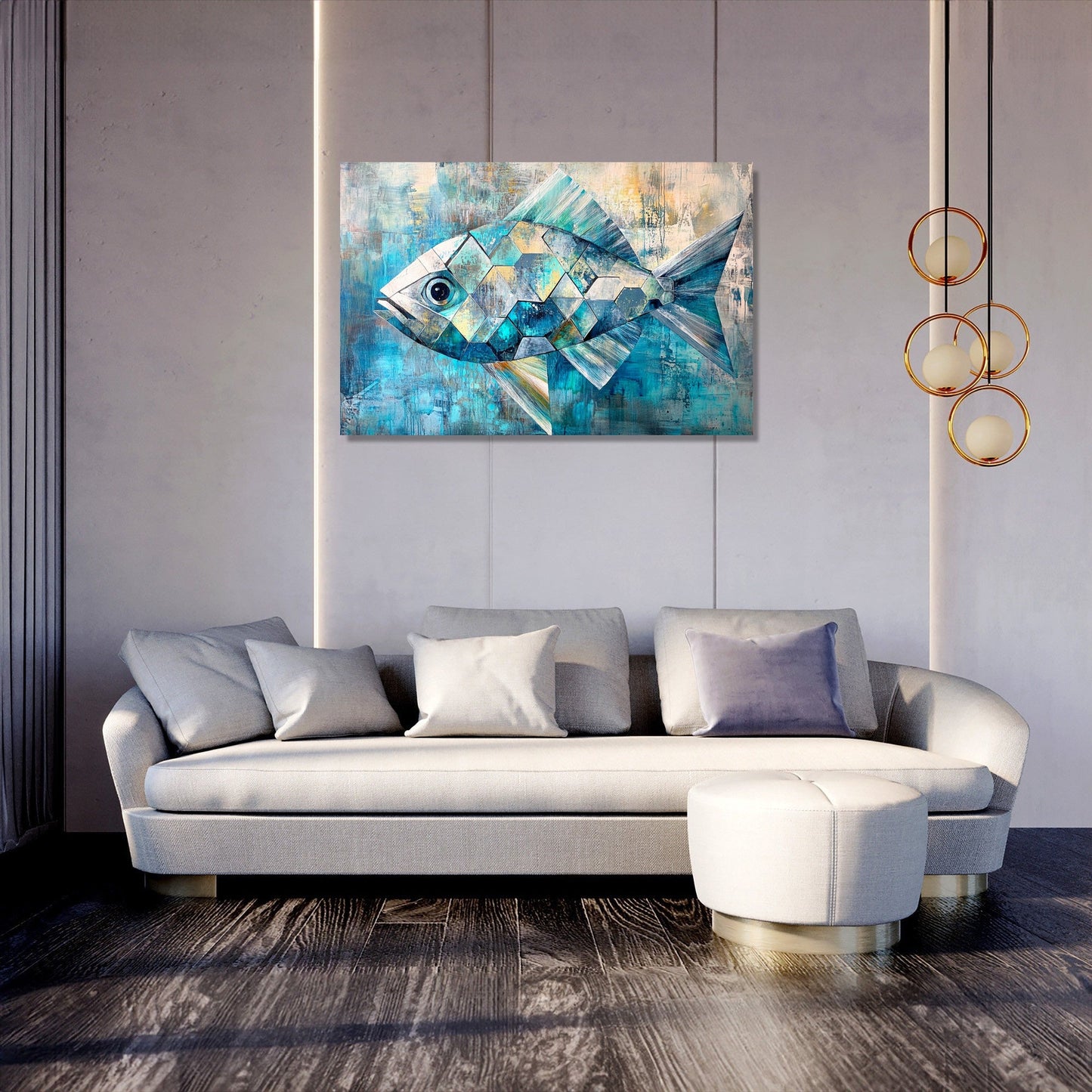Geometric Fish Elegance Canvas