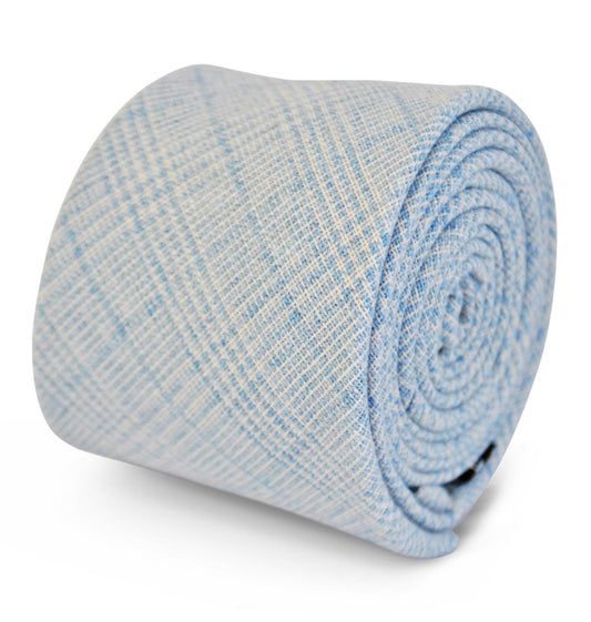 light blue and white check pattern tie in 100% wool