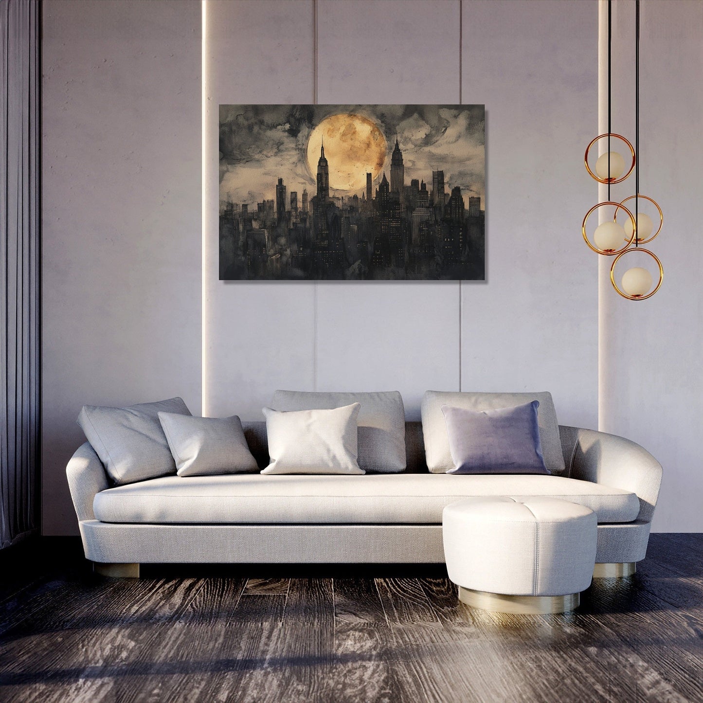 Moonlit Metropolis Canvas