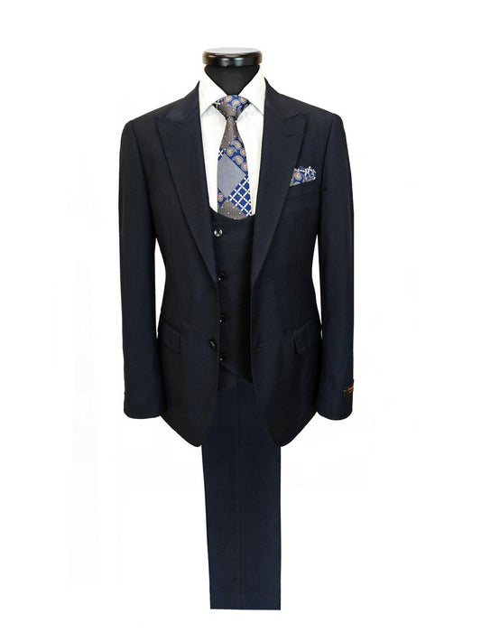 Men's 3-Piece Dark Navy Slim Fit Suit