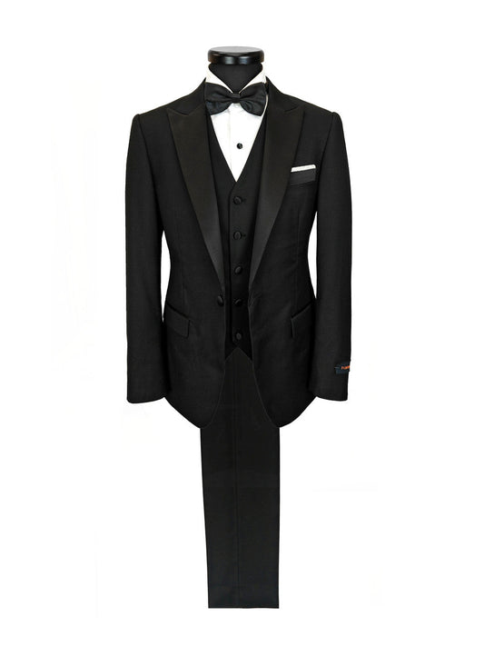 Classic Black 3-Piece Tuxedo – Satin Peak Lapel