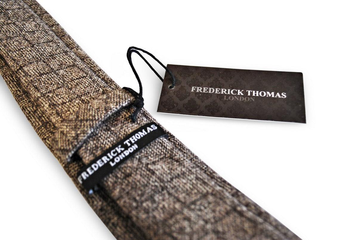brown squared tweed wool tie