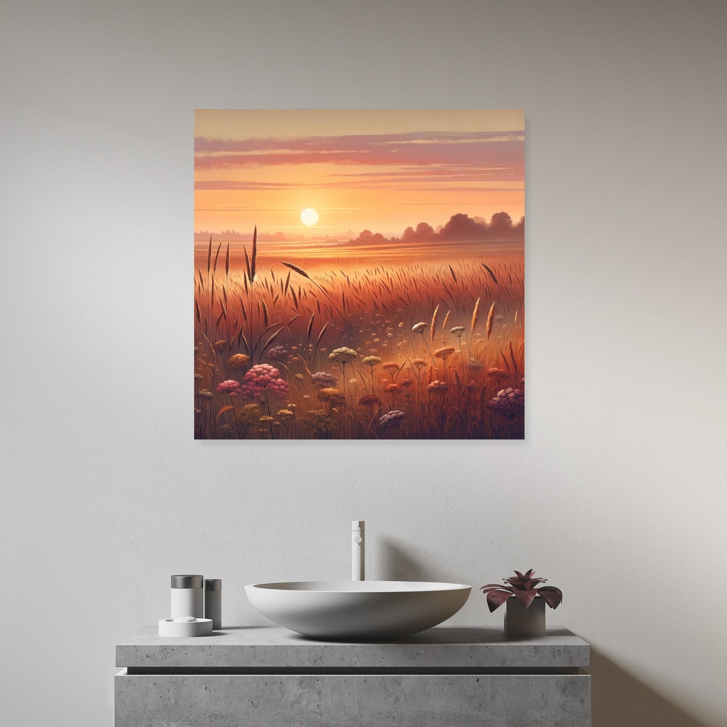 Golden Evening Field Canvas