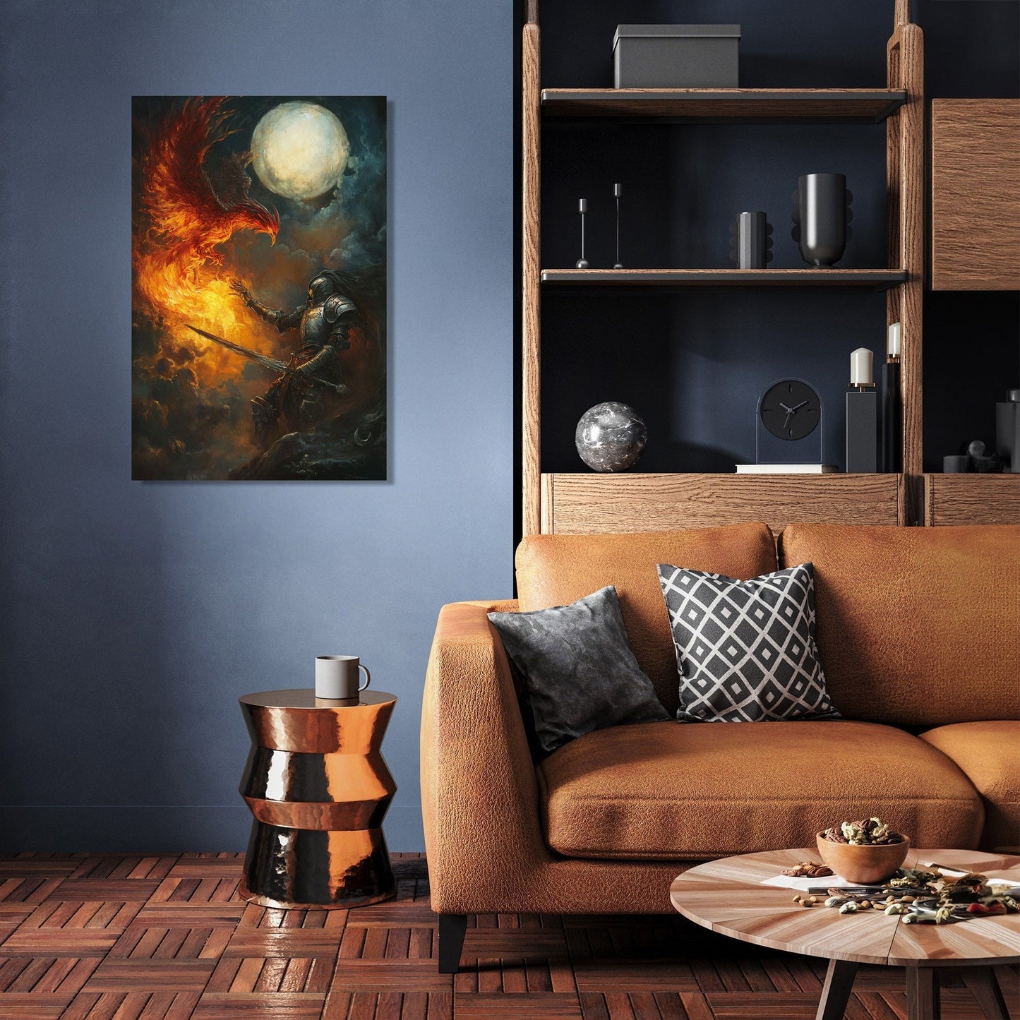 Knight's Moonlit Battle Canvas