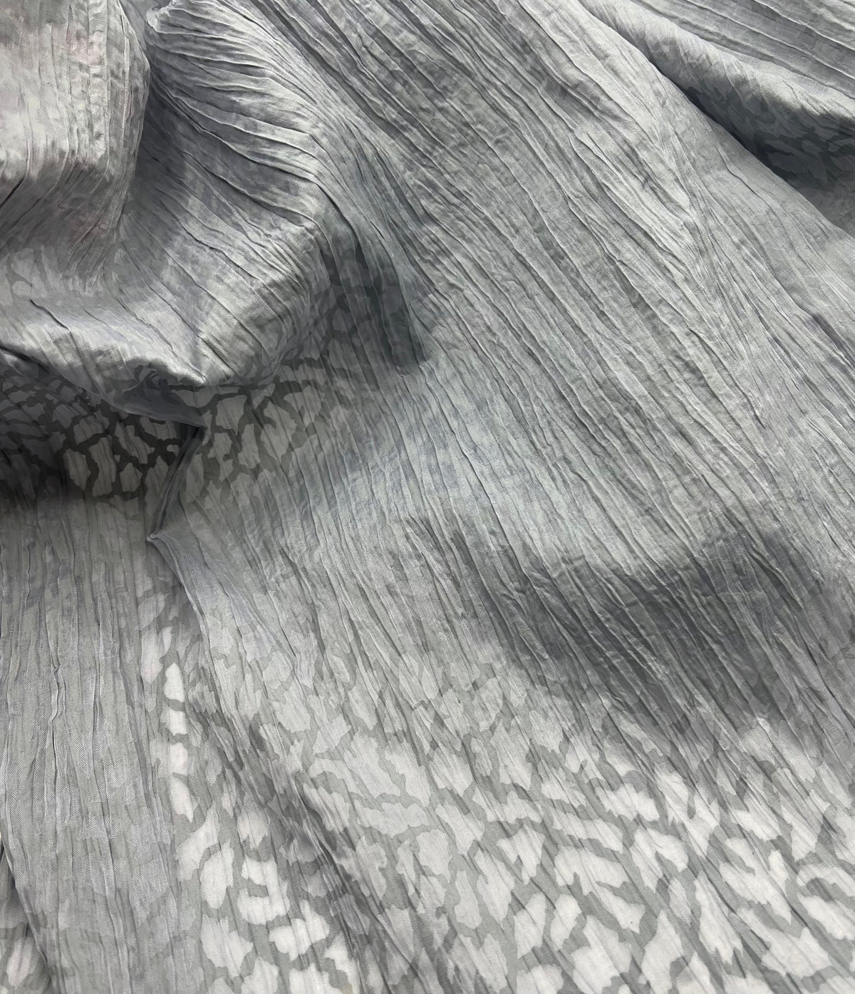 Grey Detailed Crinkled Lightweight Non Stretch Fabric